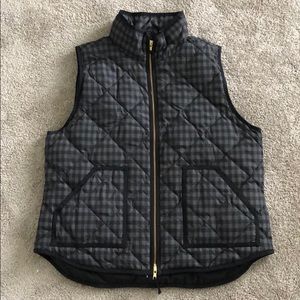 jcrew factory black gingham puffer vest